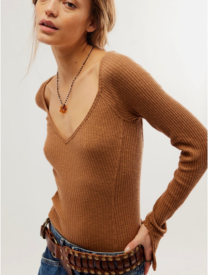 Free People long sleeve, small brown