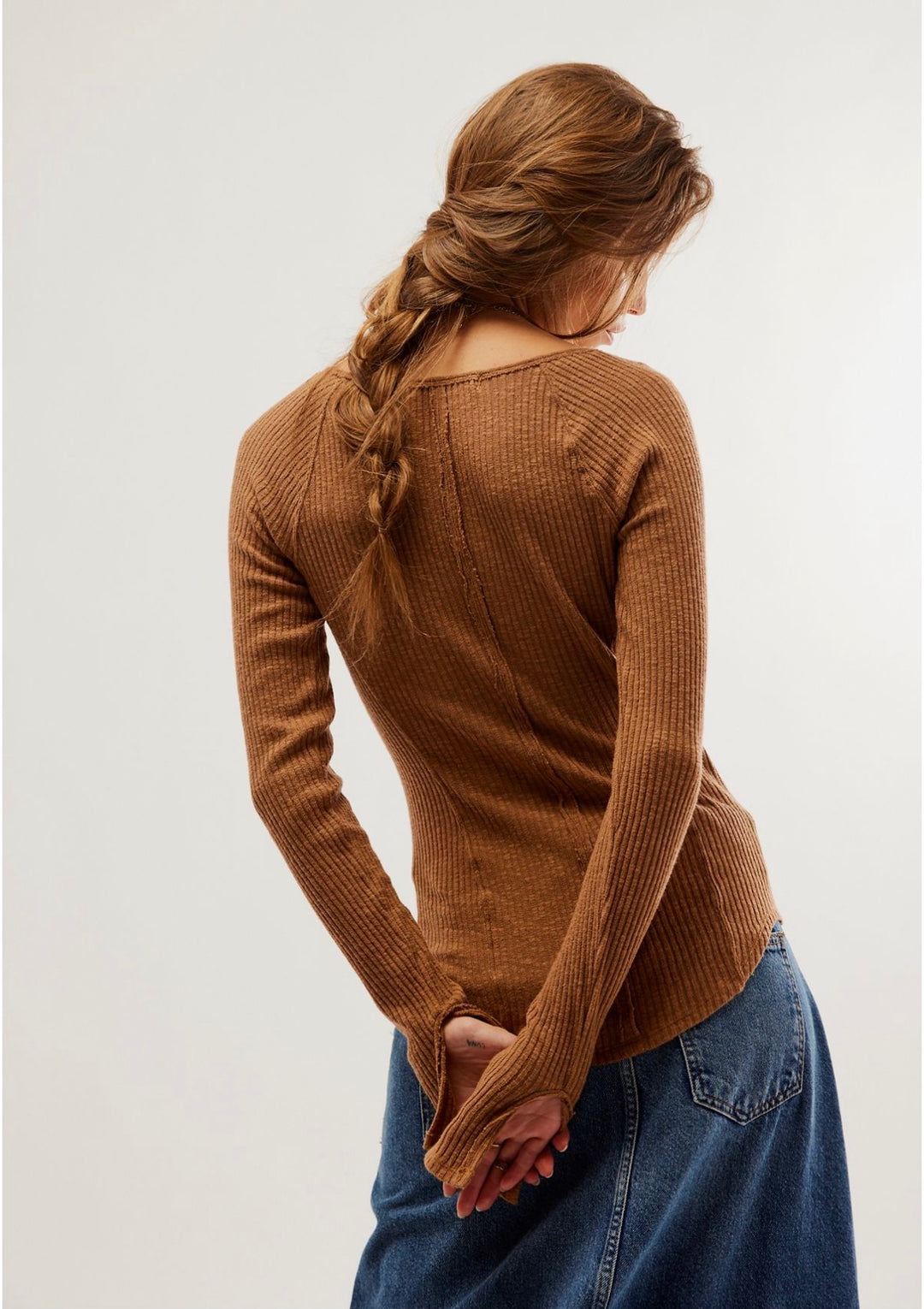 Free People long sleeve, small brown