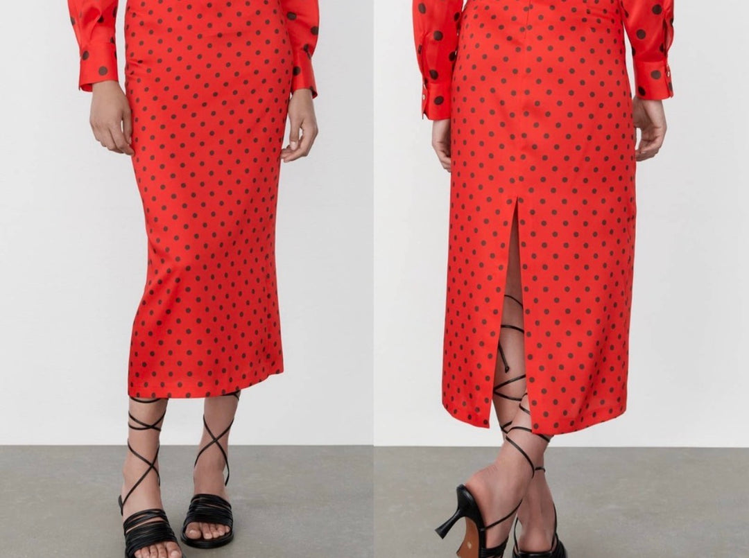 Zara maxi skirt, small red