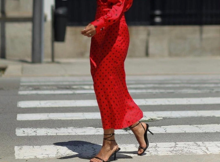 Zara maxi skirt, small red