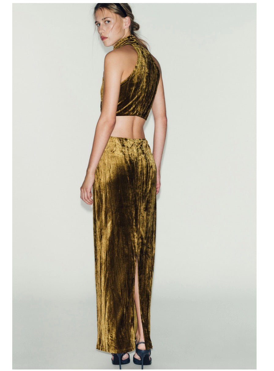 Zara dress midi, medium Ochre