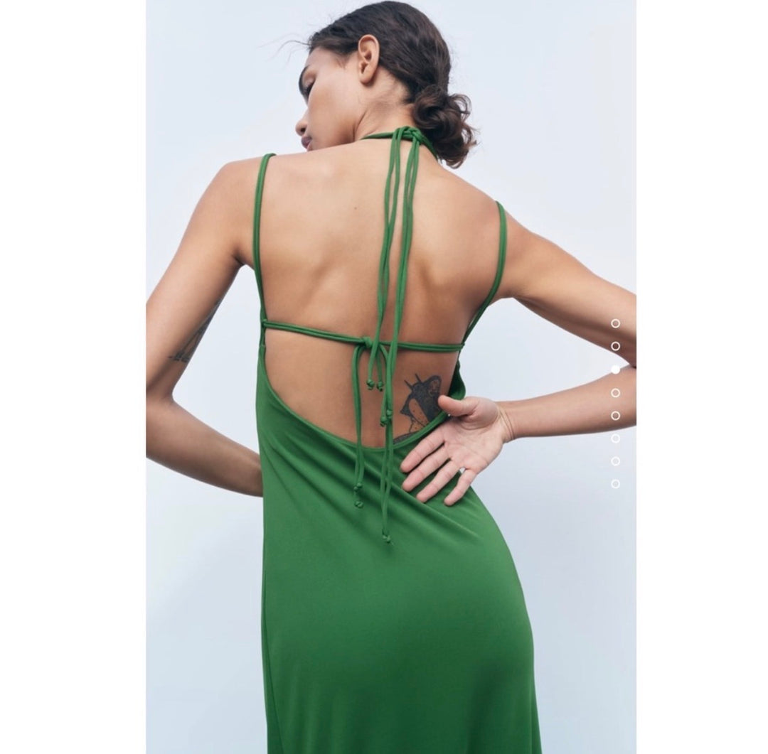 Zara dress maxi, medium green