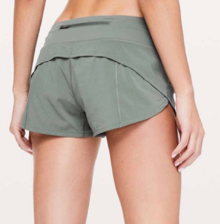 lululemon shorts, 4 grey sage
