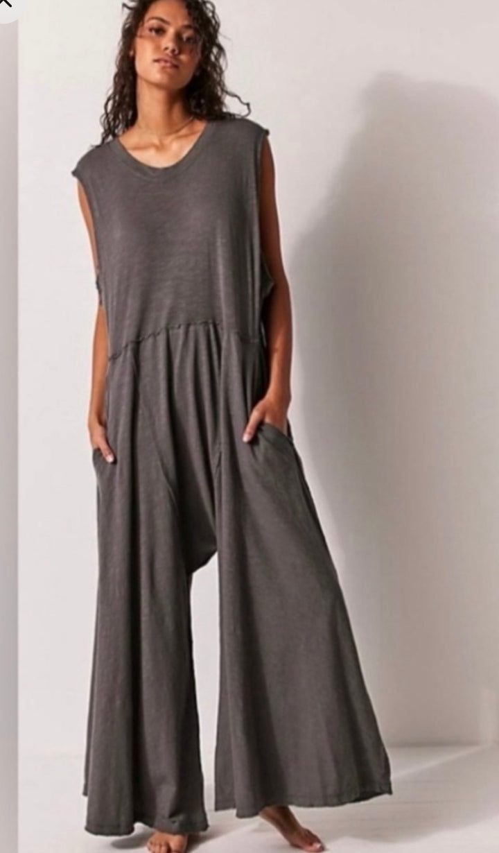 Free People pant romper, medium gray