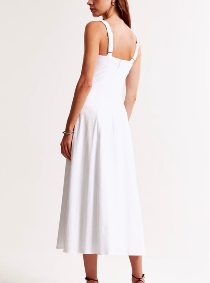 Abercrombie and Fitch dress midi, large petite white
