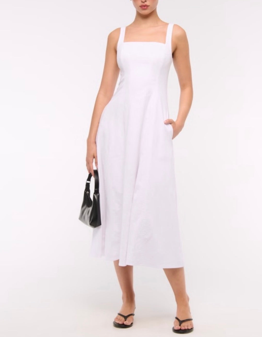Abercrombie and Fitch dress midi, large petite white
