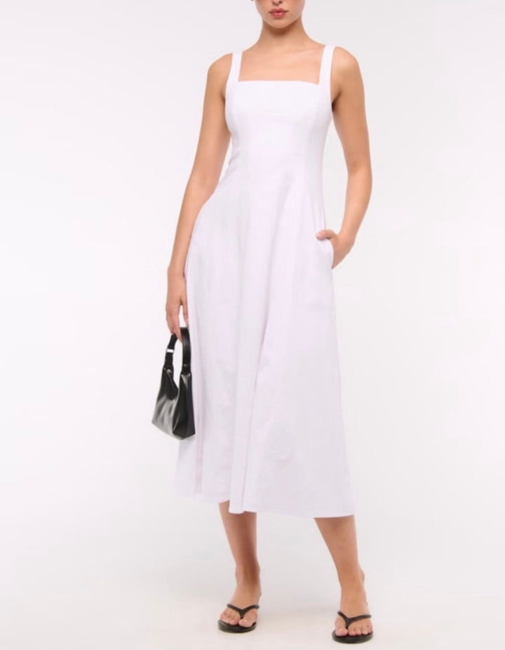 Abercrombie and Fitch dress midi, large petite white