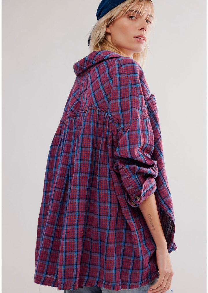 Free People blouse, medium Plaid
