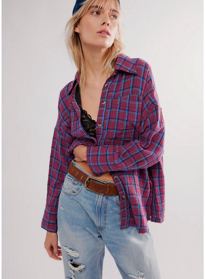 Free People blouse, medium Plaid