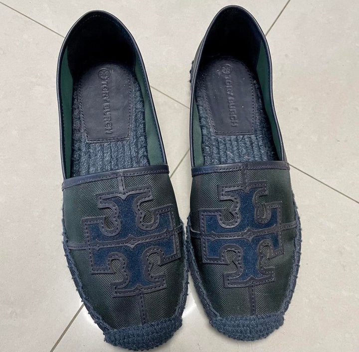 Tory Burch slip ons, 8.5 blue