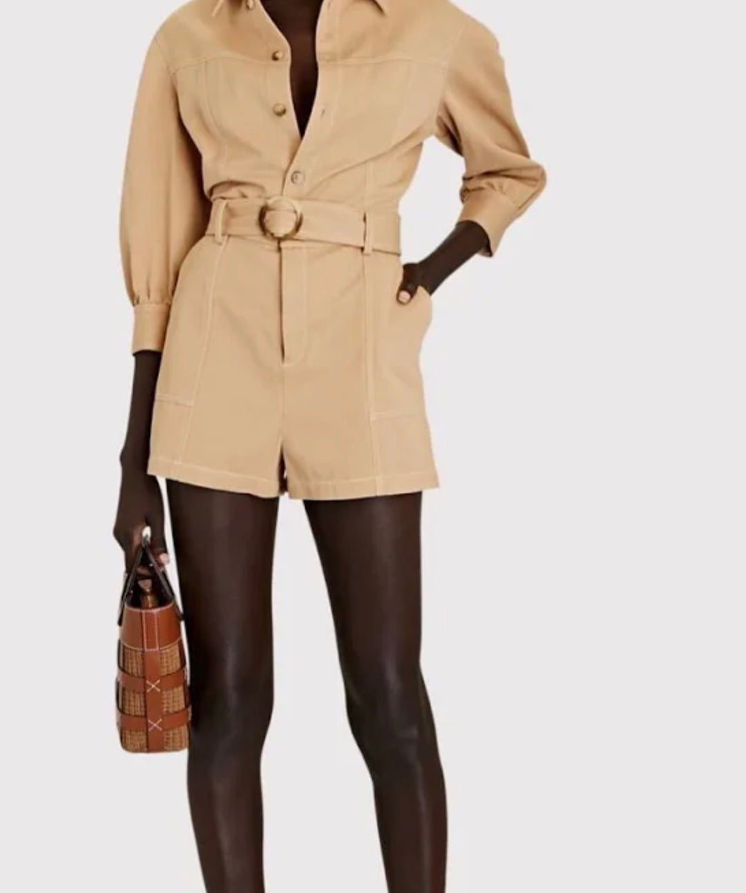 Intermix short romper, 8 tan