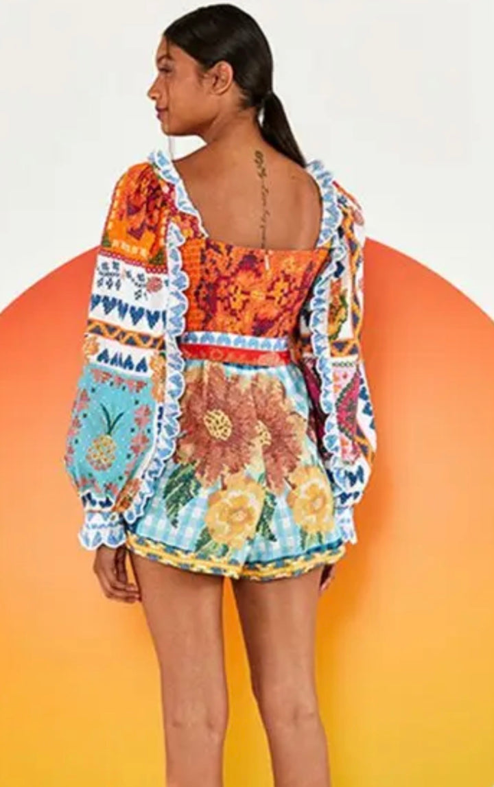 Farm Rio short romper, XS print