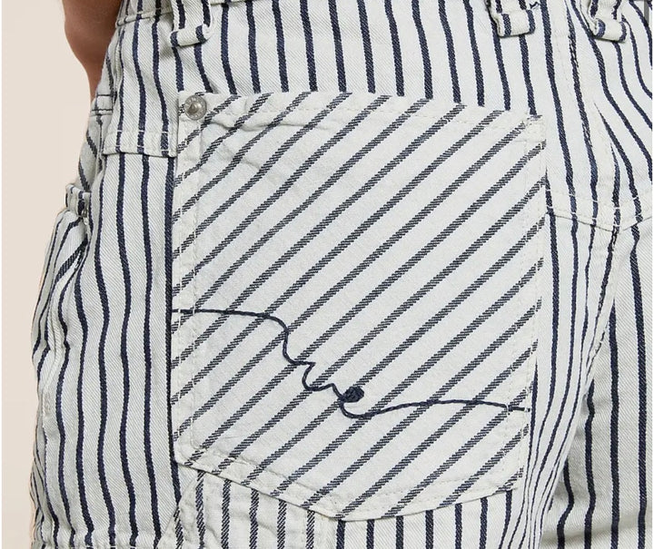 free denim shorts, 27 striped