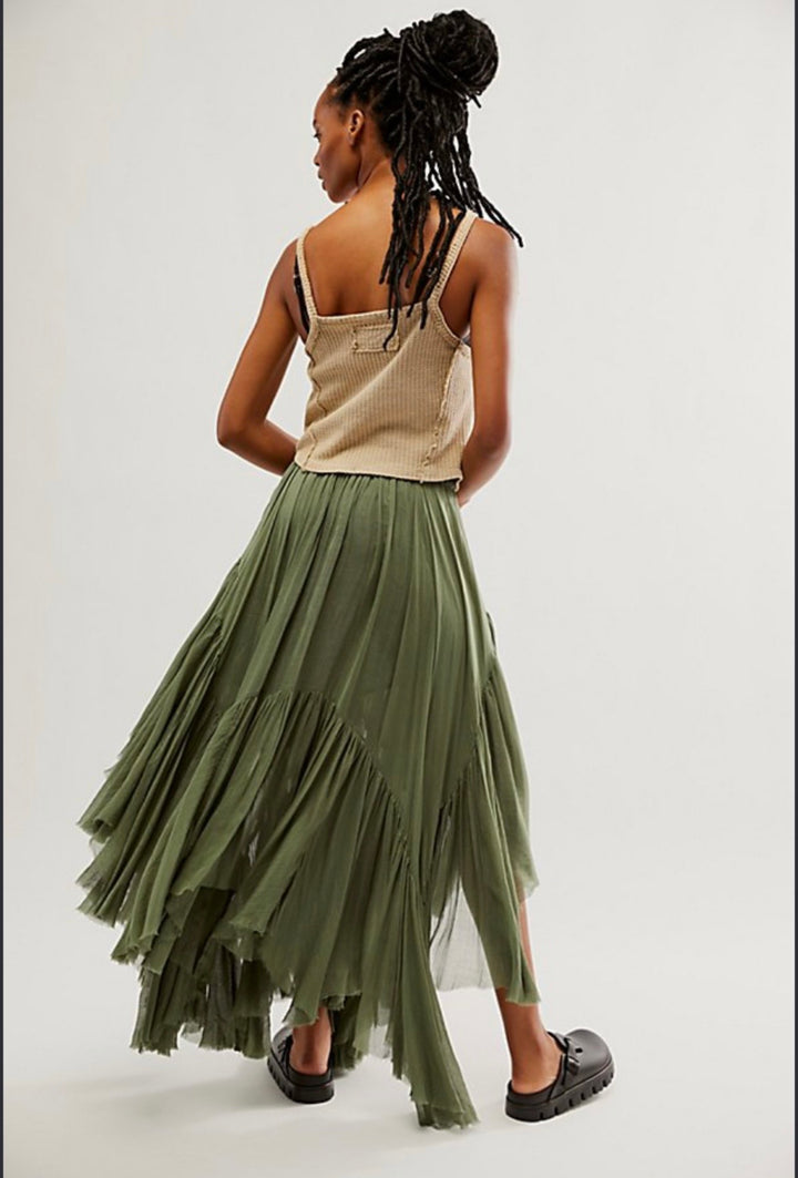 Free People maxi skirt, small olive