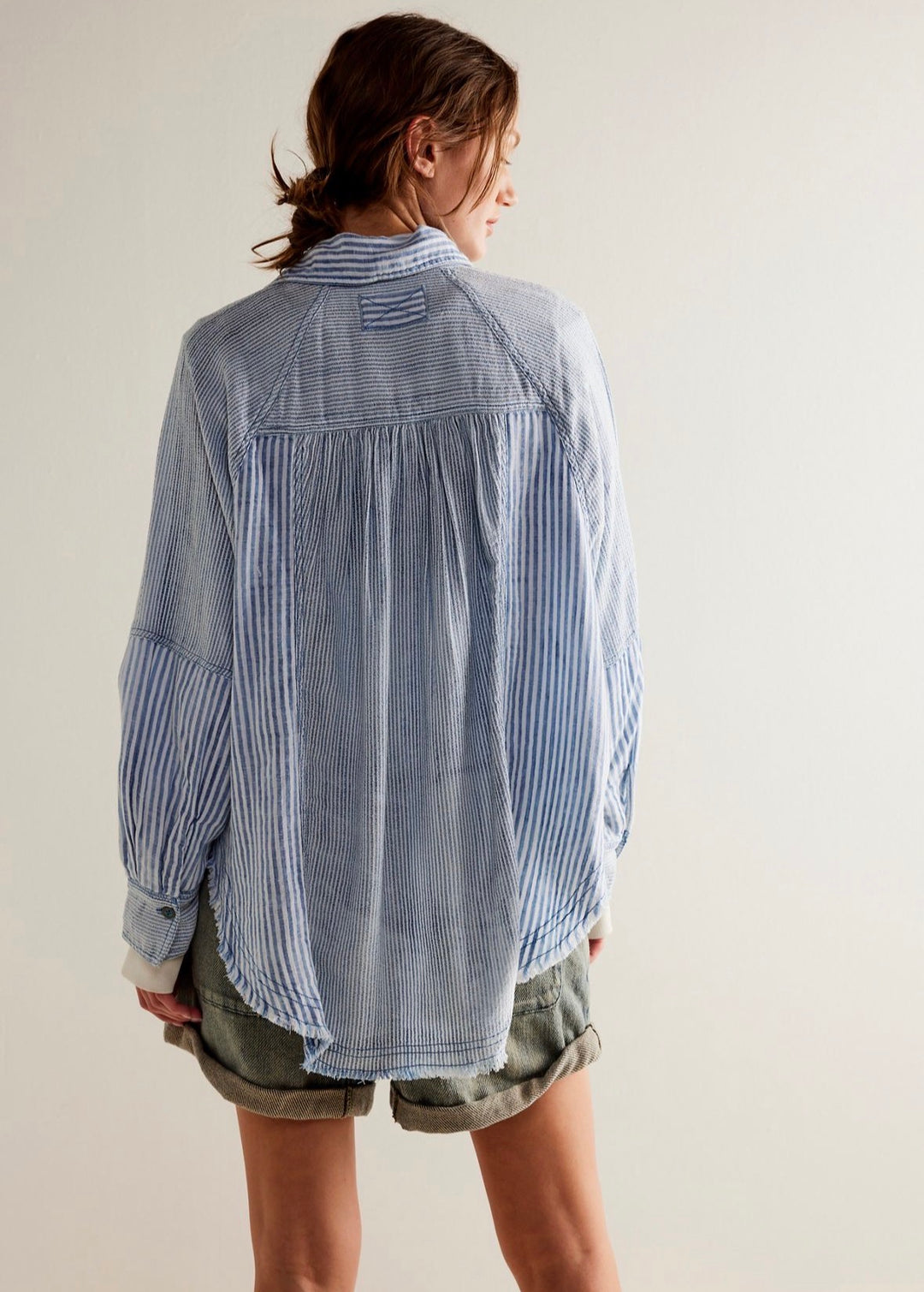Free People blouse, large blue striped