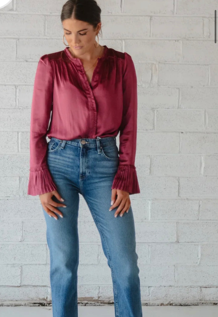 Paige blouse, small maroon